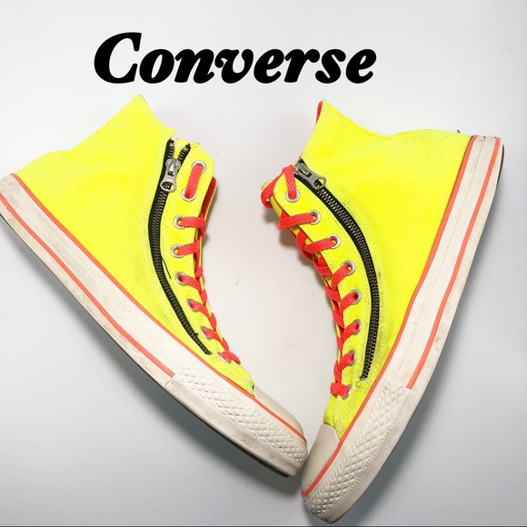 Converse Other - Converse Neon Yellow & Orange Hi Top Sneaker M11